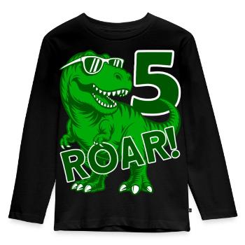 DINO 5 JAHRE DINOSAURIER 5. GEBURTSTAG - Kinder Premium Bio Langarmshirt - Schwarz - Vorne - AI Model Kid Male (0cm)
