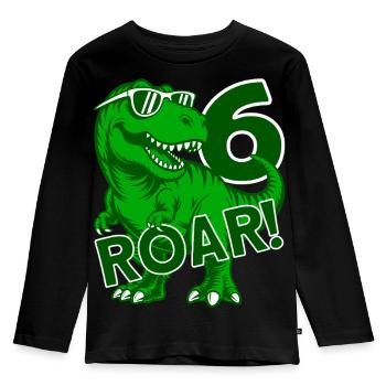 DINO 6 ANS DINOSAURE 6E ANNIVERSAIRE - T-shirt manches longues Premium Enfant - noir - Devant - AI Model Kid Male (0cm)