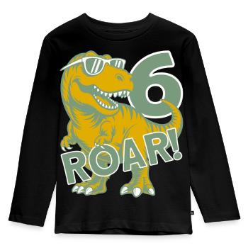 DINO 6 ANS DINOSAURE 6E ANNIVERSAIRE - T-shirt manches longues Premium Enfant - noir - Devant - AI Model Kid Male (0cm)