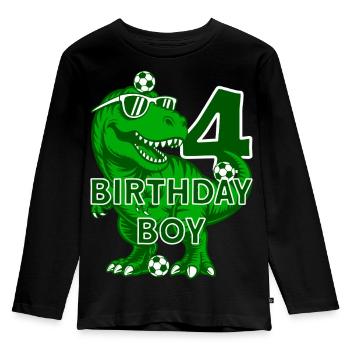 4 YEARS BIRTHDAY BOY FOOTBALL 4TH BIRTHDAY - Kids' Premium Longsleeve Shirt - black - Front - AI Model Kid Male (0cm)