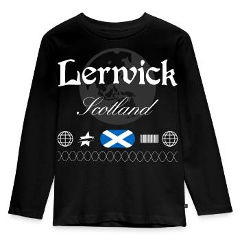 Lerwick Schottland Streetwear Reise Souvenir - Kinder Premium Bio Langarmshirt - Schwarz - Vorne - AI Model Kid Male (0cm)