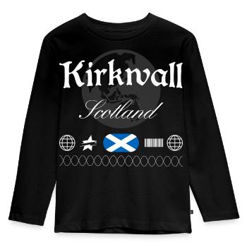Kirkwall Schottland Streetwear Reise Souvenir - Kinder Premium Bio Langarmshirt - Schwarz - Vorne - AI Model Kid Male (0cm)