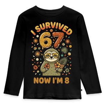 I Survived 67 Now I'm 8 Sloth - Kids' Premium Longsleeve Shirt - black - Front - AI Model Kid Male (0cm)