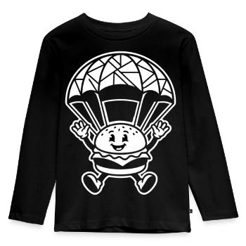Parachute Burger Skydiving Funny - Kids' Premium Longsleeve Shirt - black - Front - AI Model Kid Male (0cm)