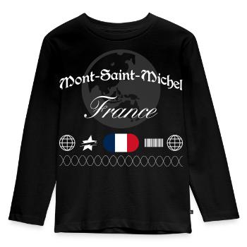 Mont-Saint-Michel Frankreich Streetwear Reise - Kinder Premium Bio Langarmshirt - Schwarz - Vorne - AI Model Kid Male (0cm)