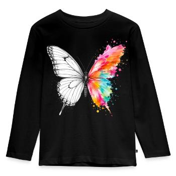 Watercolor Butterfly with Ink - Kids' Premium Longsleeve Shirt - black - Front - AI Model Kid Male (0cm)
