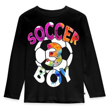 3 YEARS FOOTBALLER NUMBER 3 FOOTBALL 3RD BIRTHDAY - Kids' Premium Longsleeve Shirt - black - Front - AI Model Kid Male (0cm)