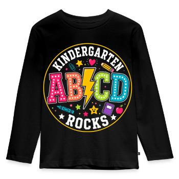 Kita AB/CD Rocks colorful learning world - Kids' Premium Longsleeve Shirt - black - Front - AI Model Kid Male (0cm)