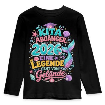 Kita Abgängerin 2026 Meerjungfrauenlegende - Kinder Premium Bio Langarmshirt - Schwarz - Vorne - AI Model Kid Male (0cm)