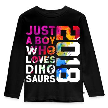 DINO 2018 DINOSAUR 8E ANNIVERSAIRE - T-shirt manches longues Premium Enfant - noir - Devant - AI Model Kid Male (0cm)