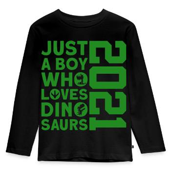 DINO 2021 DINOSAUR 5TH BIRTHDAY - Kids' Premium Longsleeve Shirt - black - Front - AI Model Kid Male (0cm)