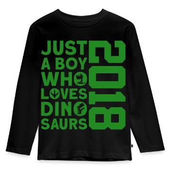 DINO 2018 DINOSAUR 8E ANNIVERSAIRE - T-shirt manches longues Premium Enfant - noir - Devant - AI Model Kid Male (0cm)