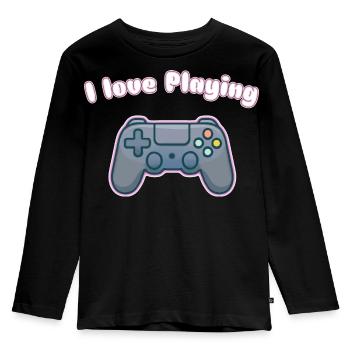 I Love Playing - Gaming Controller Design - Kids' Premium Longsleeve Shirt - black - Front - AI Model Kid Male (0cm)