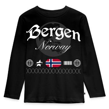 Bergen Norway Streetwear Travel Souvenir - Kids' Premium Longsleeve Shirt - black - Front - AI Model Kid Male (0cm)