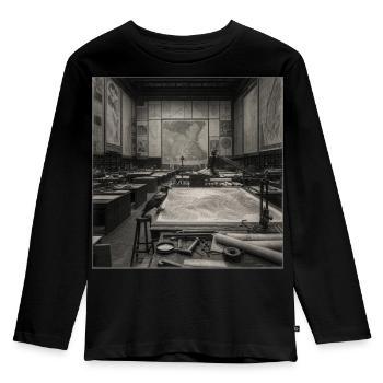 Raven in the Map Archive Vintage Poster Animal Crime - Kids' Premium Longsleeve Shirt - black - Front - AI Model Kid Male (0cm)