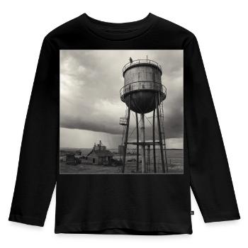 Greifvogel Rabe Wasserturm Retro Animal Crime - Kinder Premium Bio Langarmshirt - Schwarz - Vorne - AI Model Kid Male (0cm)
