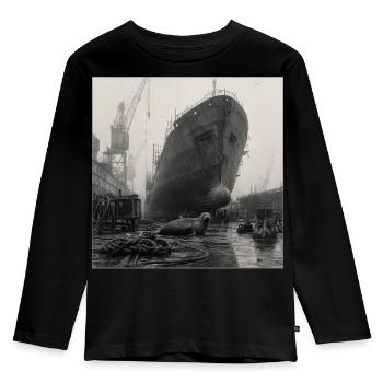 Robbe Shipyard Vintage Photo Animal Crime - Kids' Premium Longsleeve Shirt - black - Front - AI Model Kid Male (0cm)