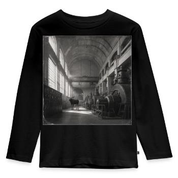Lost Place Moose Black & White Art Animal Crime - Kids' Premium Longsleeve Shirt - black - Front - AI Model Kid Male (0cm)