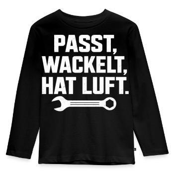 Passt wackelt und hat Luft Handwerker Spruch - Kinder Premium Bio Langarmshirt - Schwarz - Vorne - AI Model Kid Male (0cm)