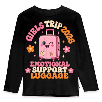 Girls Trip 2026 Emotional Support Luggage Saying - Kids' Premium Longsleeve Shirt - black - Front - AI Model Kid Male (0cm)