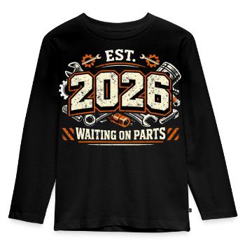 Waiting On Parts 2026 Mechanic Saying T-Shirt - Kids' Premium Longsleeve Shirt - black - Front - AI Model Kid Male (0cm)