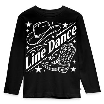 Line Dance Cowboy Flair - Kinder Premium Bio Langarmshirt - Schwarz - Vorne - AI Model Kid Male (0cm)