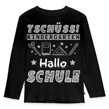 Tschüss Kindergarten Hallo Schule - Kinder Premium Bio Langarmshirt - Schwarz - Vorne - AI Model Kid Male (0cm)