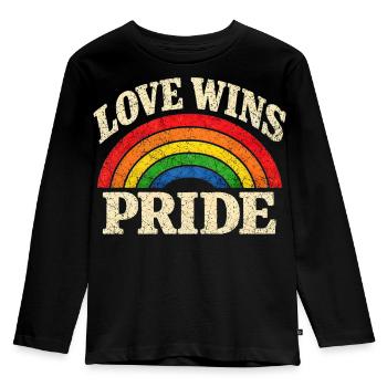 Love Wins Pride Regenbogen CSD LGBTQ Community - Kinder Premium Bio Langarmshirt - Schwarz - Vorne - AI Model Kid Male (0cm)