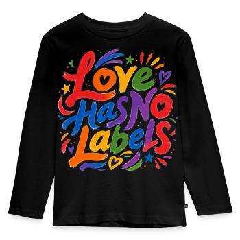 Love Has No Labels für Pride Fans Tshirt Aufkleber - Kinder Premium Bio Langarmshirt - Schwarz - Vorne - AI Model Kid Male (0cm)