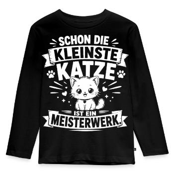 Schon die kleinste Katze ist ein Meisterwerk - Kinder Premium Bio Langarmshirt - Schwarz - Vorne - AI Model Kid Male (0cm)