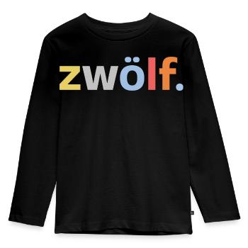 12. Geburtstag Junge Zwölf 12 Jahre Jubiläum  - Kinder Premium Bio Langarmshirt - Schwarz - Vorne - AI Model Kid Male (0cm)