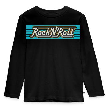 Rock 'N' Roll Retro Typography Logo - Kids' Premium Longsleeve Shirt - black - Front - AI Model Kid Male (0cm)