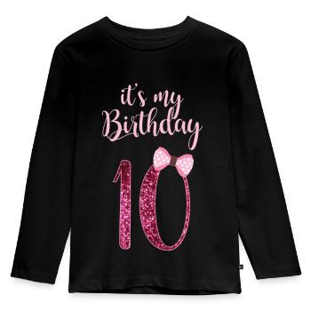 10th birthday girl - 10th year old - Kids' Premium Longsleeve Shirt - black - Front - AI Model Kid Male (0cm)