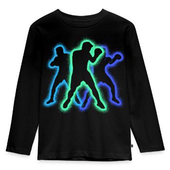Boxen Bunt Boxsport Silhouetten Jungen Boxer - Kinder Premium Bio Langarmshirt - Schwarz - Vorne - AI Model Kid Male (0cm)