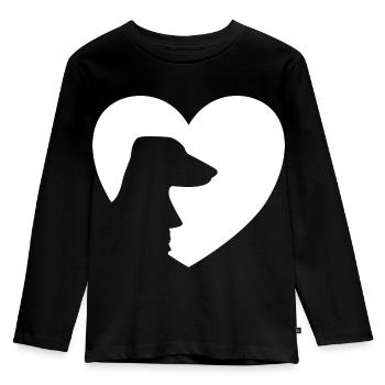 Cœur de chien J’aime le cadeau de cœur de teckel teckel - T-shirt manches longues Premium Enfant - noir - Devant - AI Model Kid Male (0cm)