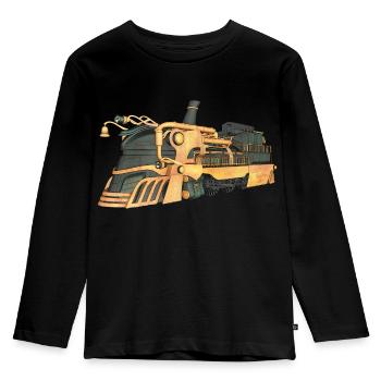 Locomotive à vapeur Steampunk - T-shirt manches longues Premium Enfant - noir - Devant - AI Model Kid Male (0cm)