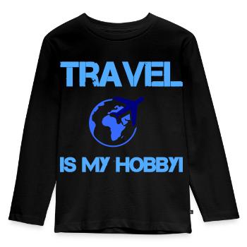 Travel Hobby - Kids' Premium Longsleeve Shirt - black - Front - AI Model Kid Male (0cm)