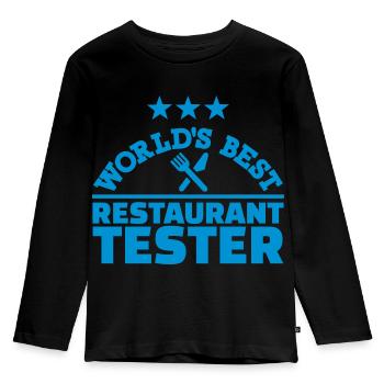 Restaurant Tester - Kinder Premium Bio Langarmshirt - Schwarz - Vorne - AI Model Kid Male (0cm)