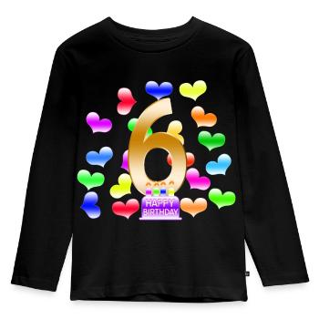 Geburtstag 6. - Kinder Premium Bio Langarmshirt - Schwarz - Vorne - AI Model Kid Male (0cm)