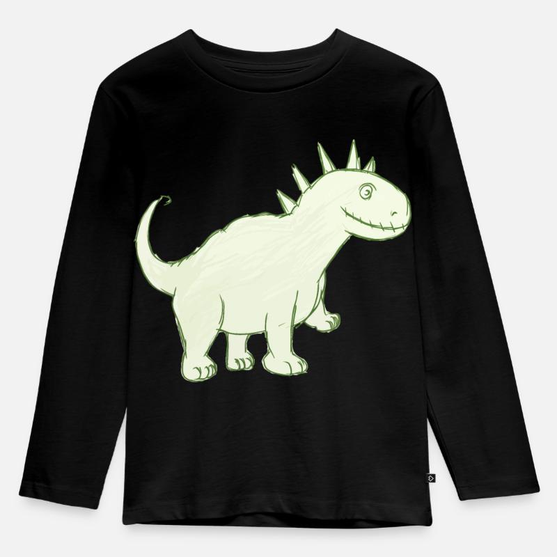 Freundlicher Dinosaurier - Kinder Premium Bio Langarmshirt - Schwarz