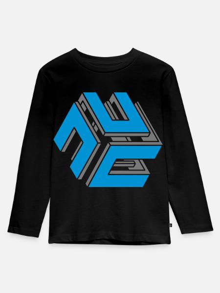 cube - Kinder Premium Bio Langarmshirt - Schwarz