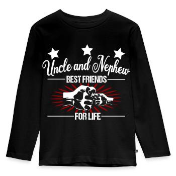Uncle and nephew Best Friends for Life Sayings Fun - Kids' Premium Longsleeve Shirt - black - Front - AI Model Kid Male (0cm)