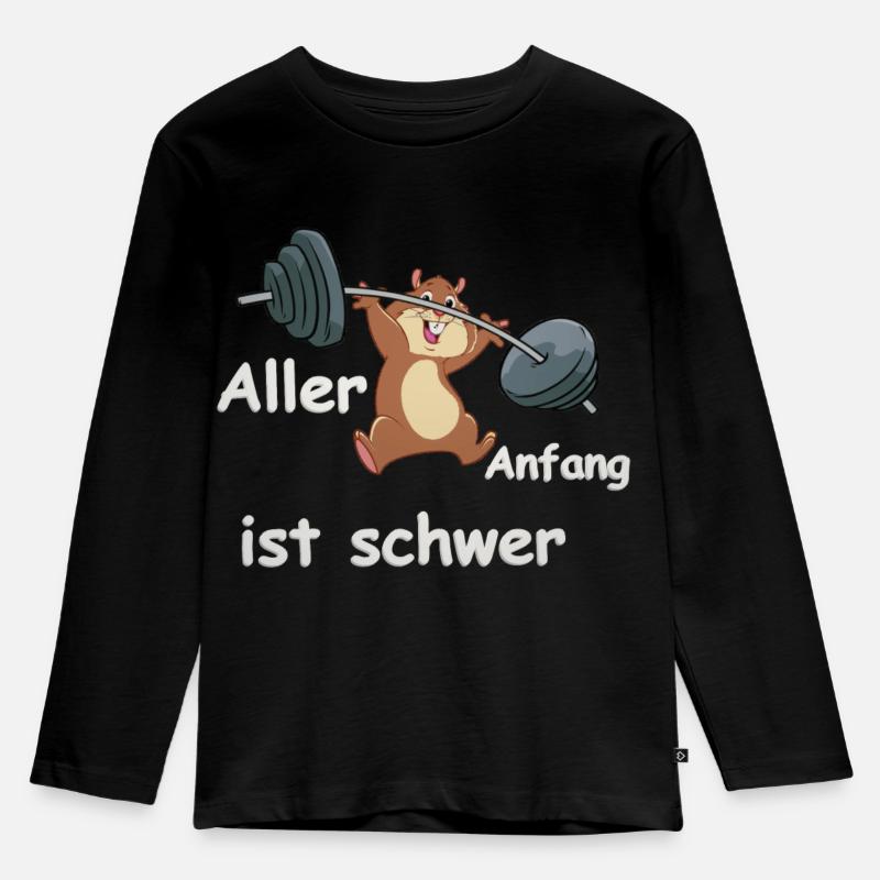 Aller Anfang ist schwer - Kinder Premium Bio Langarmshirt - Schwarz