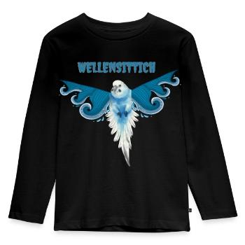Wellensittich - Kinder Premium Bio Langarmshirt - Schwarz - Vorne - AI Model Kid Male (0cm)