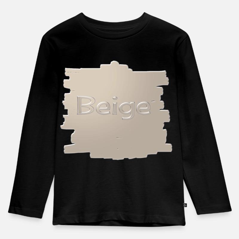 Beige - Kinder Premium Bio Langarmshirt - Schwarz