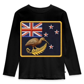 Nouvelle-Zélande Aotearoa Kiwi 23 - T-shirt manches longues Premium Enfant - noir - Devant - AI Model Kid Male (0cm)