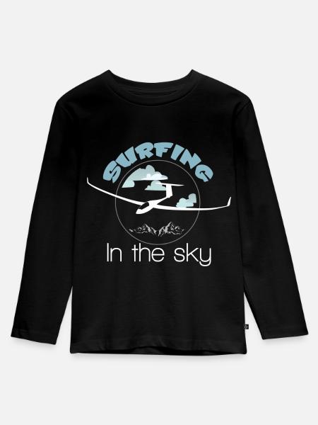 SURFEN IN DER LUFT - Kinder Premium Bio Langarmshirt - Schwarz