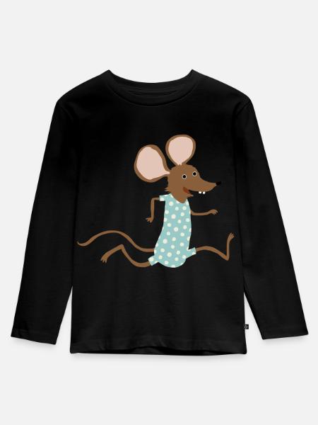 Maus geht baden - Kinder Premium Bio Langarmshirt - Schwarz