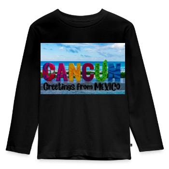 Salutations du Mexique . Cancun - T-shirt manches longues Premium Enfant - noir - Devant - AI Model Kid Male (0cm)