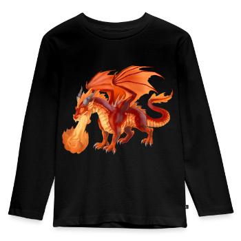 fire dragon - Kinder Premium Bio Langarmshirt - Schwarz - Vorne - AI Model Kid Male (0cm)